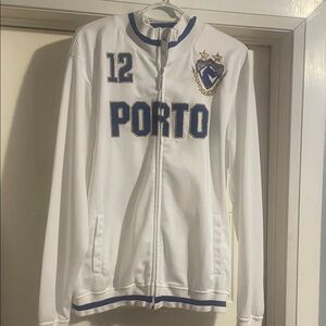 porto White Zip-Up Sweater